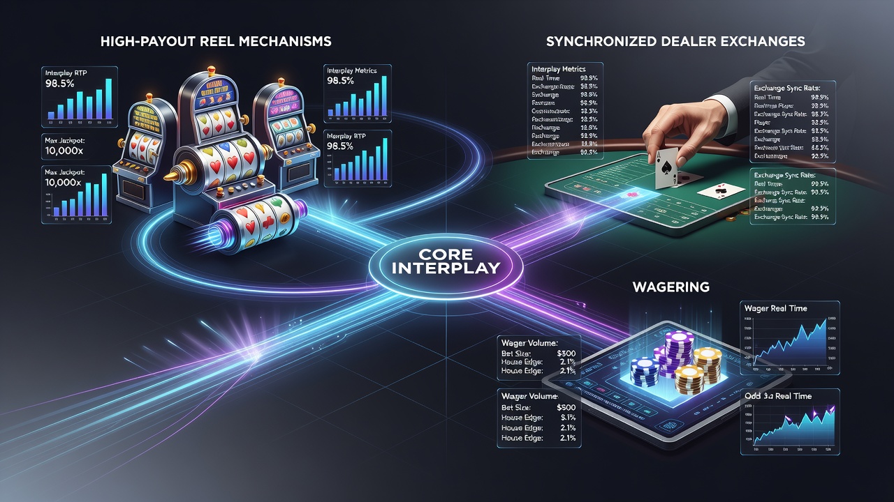 Visualisierung von Loyalty-Programmen und mobilen Zahlungsströmen, die Walzen, Dealer und Wetten verbinden