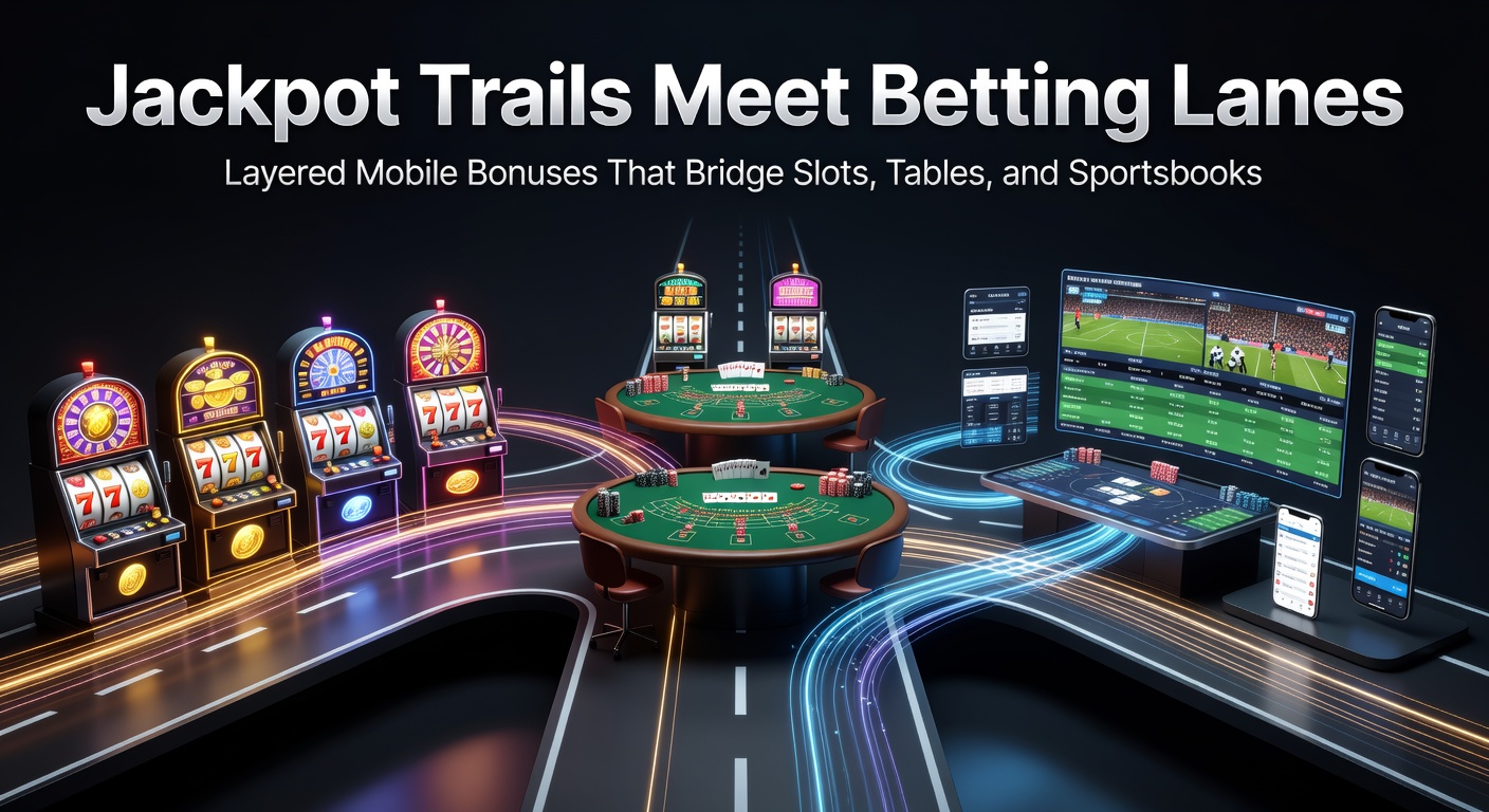 Smartphone mit überlagerten Bonus-Symbolen für Slots, Tischspiele und Sportwetten, das mobile Gaming-Schnittstellen zeigt